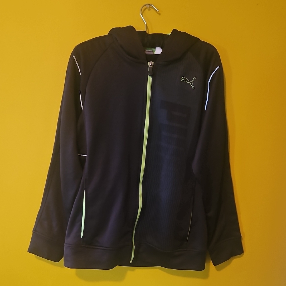 Puma Black Jacket with Neon Green Highlights